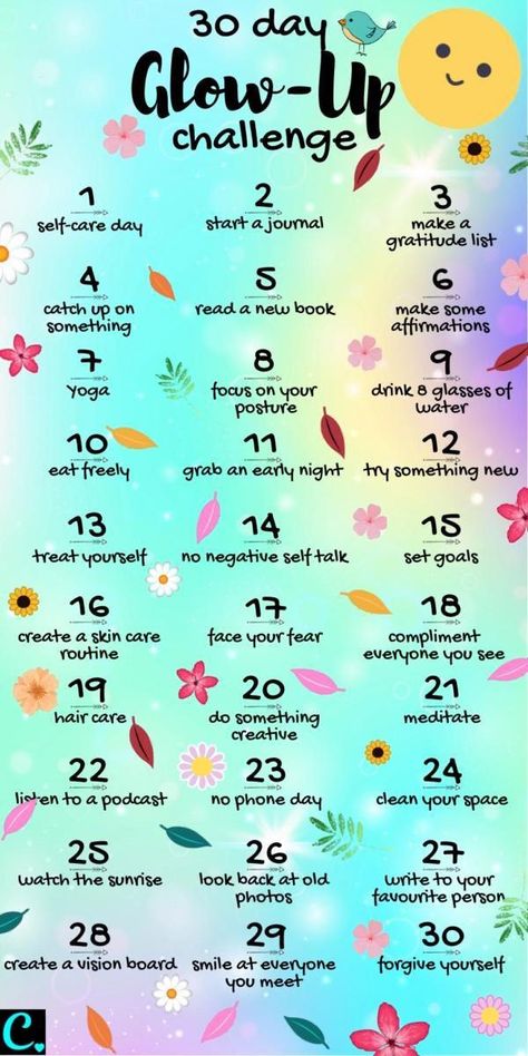 30 Day Glow Up Challenge, Glow Up Challenge, Happiness Challenge, Self Care Bullet Journal, Ways To Be Happier, Day Glow, Vie Motivation, Self Confidence Tips, Confidence Tips