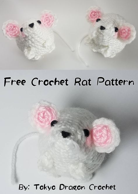 Rat Pattern, Crochet Rat, Mouse Cute, Mouse Crochet, Owl Crochet Patterns, Sleepy Head, 2020 Year, Crochet Keychain Pattern, Crochet Mouse