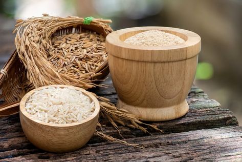 Jasmine brown rice,rice bran, paddy and ... | Premium Photo #Freepik #photo #food #kitchen #garden #cooking Jasmine Brown, Garden Cooking, Photo Food, Rice Bran, Kitchen Garden, Brown Rice, Free Videos, Premium Photo, Stuffed Mushrooms