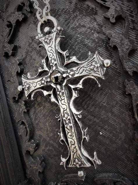 Gothic Cross Necklace With Antique Finish - Etsy Gothic Cross Necklace, Gothic Cross, Gothic Crosses, Dissociation, Gothic Necklace, Cross Jewelry, Cross Designs, Gothic Jewelry, Cool Stuff