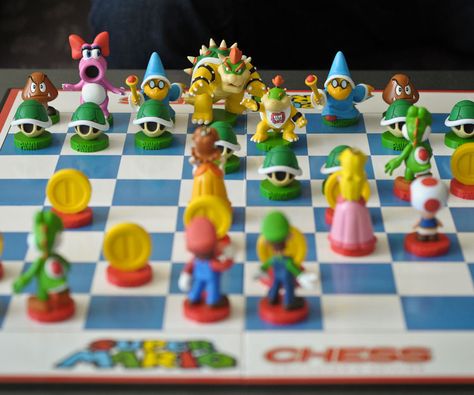 Super Mario Bros Chess Board Mario Chess, Themed Chess Sets, Stuff To Buy, Color Wonder, Super Mario Brothers, Mario Brothers, Chess Game, Gamer Gifts, Chess Set