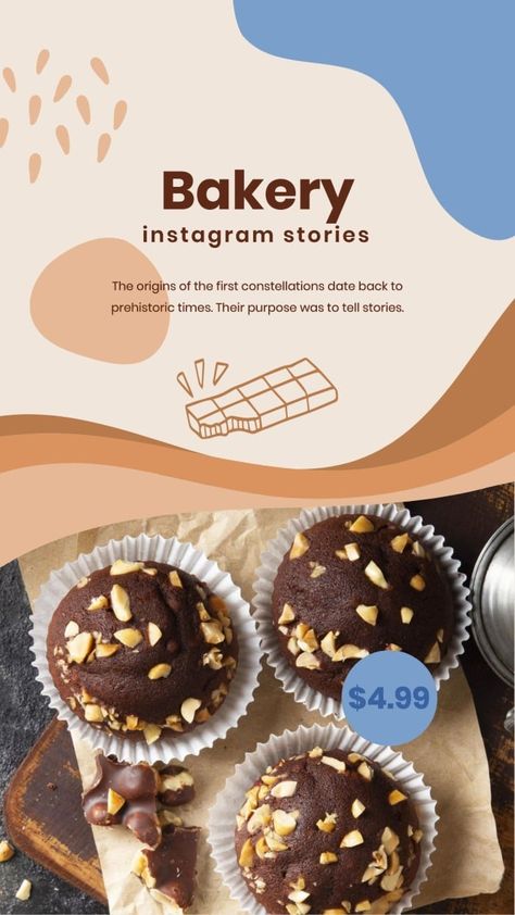 Hand-drawn Waves Orange and Blue Bakery Shop Instagram Story Bakery Story Ideas, Pastry Instagram Stories, Bakery Instagram Story Ideas, Bakery Instagram Feed Ideas, Bakery Instagram Story, Blue Bakery, Insta Grid, Gourmet Bakery, Longboard Design