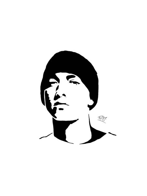 Eminem Outline Drawing, Eminem Silhouette, Eminem Stencil, Stencil Graffiti Art, Eminem Art Drawing, Eminem Drawing Easy, Eminem Tattoo Design, Tupac Silhouette, Eminem Black And White