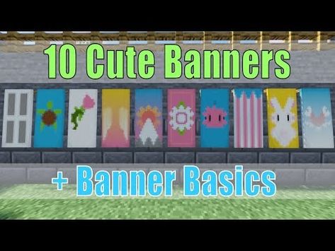 Minecraft Banners 10 Cottagecore Designs (+ Banner & Pattern Basics Tutorial) - YouTube Cool Banner Designs Minecraft, Banners Minecraft, Cool Minecraft Banners, Mc Banner, Minecraft Banner Patterns, Aesthetic Minecraft, Minecraft Banner, Best Banner Design, Minecraft Banner Designs