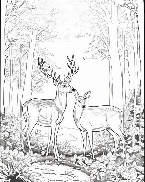 Draw Forest, Deer Stencil, Forest Enchanted, Deer Sketch, Deer Coloring Pages, Dragon Tattoo Ideas, Coloring Pages Nature, Deer Artwork, Dragon Tattoos