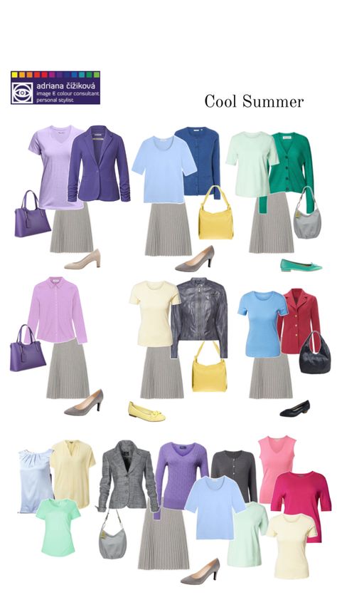 Cool Summer Color Palette Outfit Ideas, Cold Summer Color Palette Outfits, Cool Summer Palette Outfits, True Summer Hair Color, Light Summer Style, Color Analysis Summer, Cool Summer Palette, Cool Winter Color Palette, Palette Summer