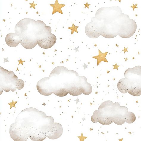 Seamless pattern with clouds and stars Watercolor illustration | Premium AI-generated image Clouds Watercolor, Clouds Illustration, Stars Watercolor, Clouds And Stars, Cloud Illustration, Star Illustration, Baby Illustration, Clouds Pattern, Free Business Card Mockup