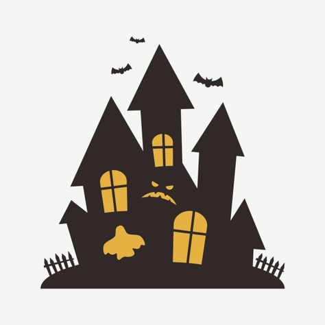 Easy Haunted House, Haunted House Silhouette, Haunted House Clipart, House Png, Silhouette Halloween, House Silhouette, Haunted House Decorations, House Cartoon, House Clipart