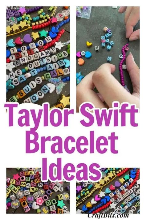 DIY Taylor Swift Bracelets and Ideas: Craft Your Own Swiftie Trade Bracelets For Eras Tour – Craft Gossip Taylor Swift Crafts, Candle Centerpieces Elegant, Diy Bracelet Ideas, Taylor Swift Bracelets, Simple Beaded Bracelets, Swift Bracelets, Easy Yarn Crafts, Book Page Wreath, Making Friendship Bracelets