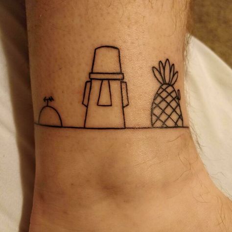 My First Tattoo, An Homage To The Neighborhood I Spent So Much Of My Childhood In. Done By Phil W. At Trx Tattoos In St.louis, Mo Spongebob Tattoo, Pineapple Tattoo, Petit Tattoo, Tattoos Geometric, Disney Tattoo, Funny Tattoos, Friend Tattoos, Pattern Tattoo, Dope Tattoos