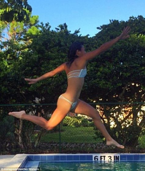 Heather Watson shows off her toned physique in fun poolside Instagram Heather Watson, Toned Physique, Blue Two Piece, 24 Years Old, New York Post, Swimming Pool, Swimming Pools, Two Piece, Swimming