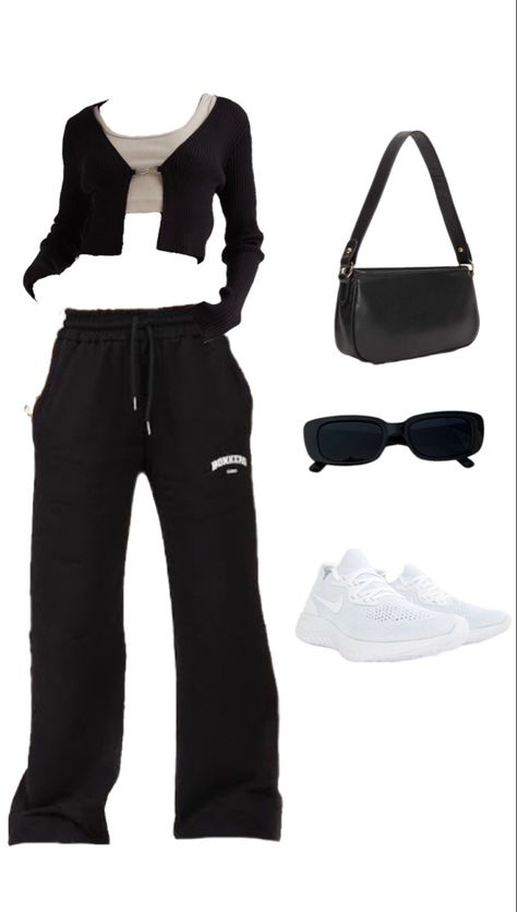 Tank top: H&M Cardigan: H&M Joggers: Bonkers Sunglass: Urbanic Shoe: Nike Bag: H&M Nike Bag, Joggers Outfit, Shoe Nike, Quick Outfits, Joggers Womens, H&m Women, H&m, Tank Top, Nike