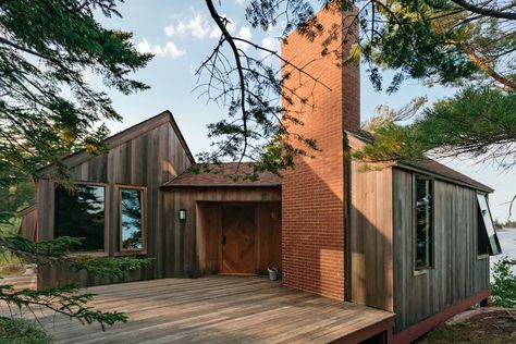 A Maine Couple Find Their Passion for Design in an Island Cabin Renovation - Dwell Vinalhaven Maine, Maine Cabin, Norwegian Home, Coastal Cabin, Cabin Renovation, Cabin Exterior, Piece By Piece, Australian Architecture, Modular Building