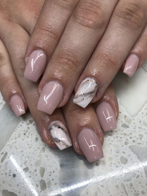 Natural pink nail with marble coffin/square shape Pink Nail, Square Shape, Natural Nails, Pink Nails, Nail Inspo, Nail Designs, Marble, Make Up, Square