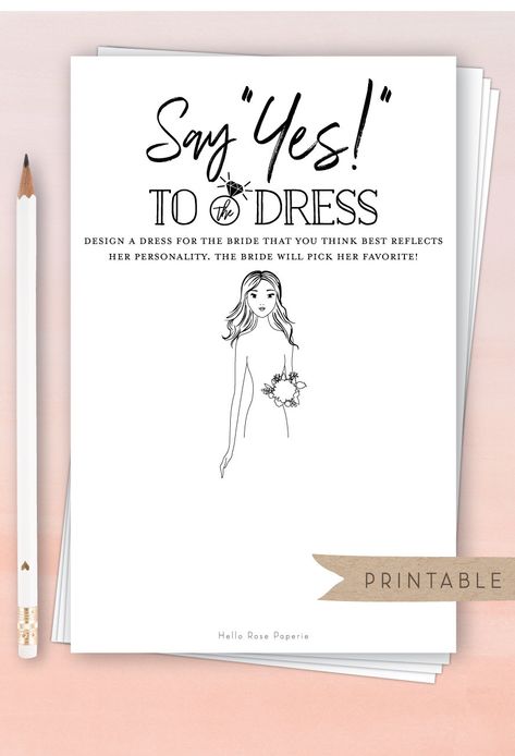 Say Yes to the Dress . Guess Draw the Dress . Printable Bridal Shower Fun Game . Rustic Kraft Black and White . Instant Digital Download Dress Template, Bridal Shop Ideas, White Bridal Shower Dress, Rustic Bridal Shower Games, Dress Templates, Bridal Shower Inspo, Bridal Shower Activities, Say Yes To The Dress, Shower Dress