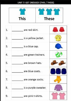 Unit 7:Get Dressed! (This & These) Language: English Grade/level: Grade 2 School subject: English language Main content: Grammar Other contents: U Kg English Worksheet, This Or These, English Grammar For Grade 2, English For Grade 2 Worksheet, Activities For Grade 2 Kids, This That Worksheet For Grade 1, This These Worksheets, Class 2 English Grammar Worksheet, This Is These Are Worksheet