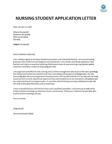 Application Letter For Nursing Job, Nursing Student Resume, Application Letter For Student, Writing An Application Letter, School Acceptance, Job Shadowing, Application Letter Template, School Resume, High School Resume