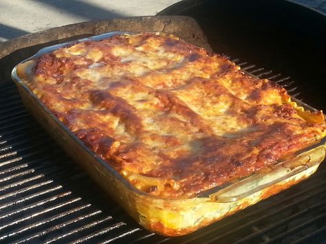 smoked lasagna | The BBQ World of mrdodd Smoker Lasagna, Lasagna On The Smoker, Lasagna On The Grill, Traeger Lasagna, Smoked Lasagna On Pellet Grill, Bbq Lasagna Recipe, Grilled Lasagna, Recteq Recipes, Smoked Lasagna