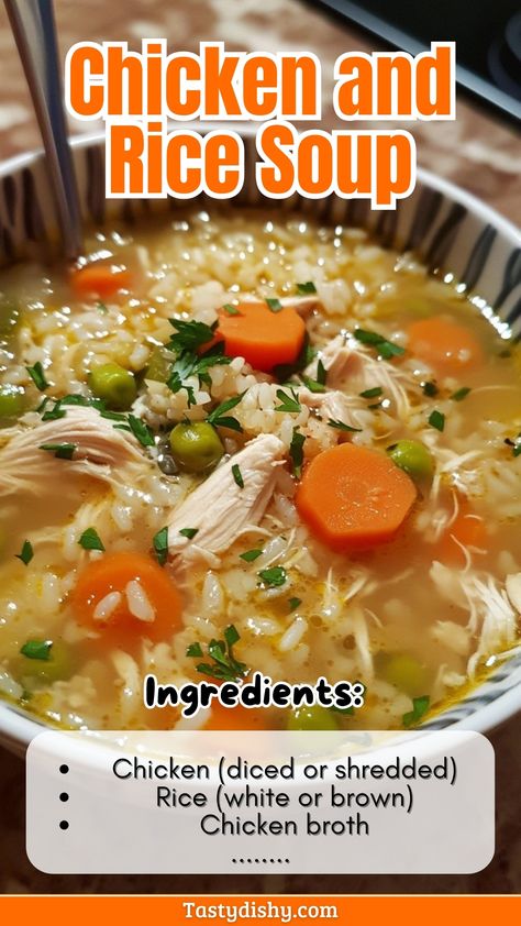 Comforting Chicken and Rice Soup Recipe for Cozy Evenings Chicken And Brown Rice Soup Crockpot, Chicken And Rice Soup Dutch Oven, Quick Chicken And Rice Soup, Chicken An Rice Soup Recipes, Homemade Chicken Soup With Rice, Best Chicken And Rice Soup Recipe, Brown Rice Chicken Soup, Easy Crockpot Soup Recipes With Few Ingredients, Small Batches Of Soup