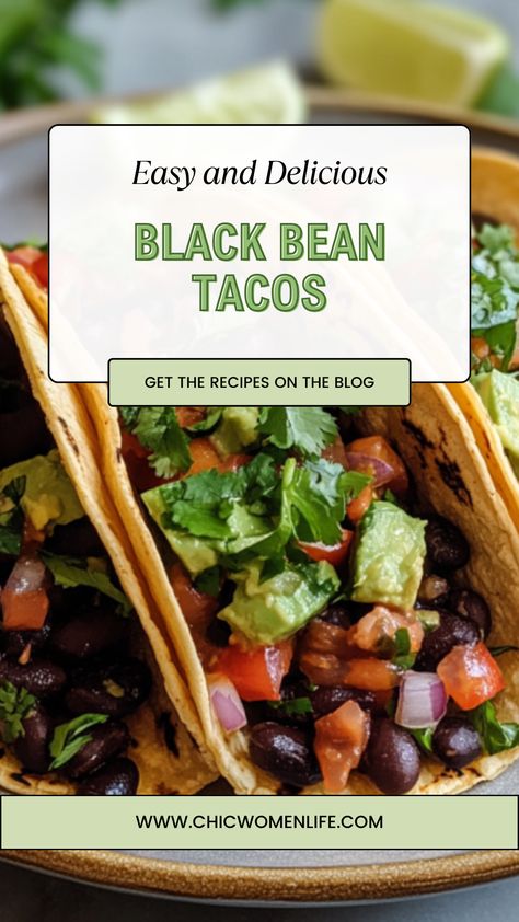 Black Bean Tacos Black Bean Tacos Recipes, Pinch Of Yum Black Bean Tacos, Easy Black Bean Tacos, Spicy Black Bean Tacos, Vegetarian Tacos Recipes Black Beans, Black Bean And Corn Tacos, Cabbage Tacos, Canning Refried Beans, Fresh Corn Salad