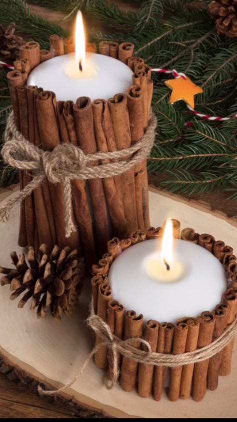 Candles Cinnamon, Cinnamon Candles, Decks Ideas, Easy Holiday Diy, Homemade Wedding Decorations, Cinnamon Stick Candle, Candles Decoration, Fruit Designs, Natural Forest