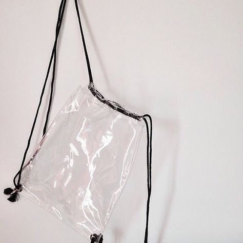 Clear Drawstring Bag Transparent Backpack PVC Vinyl Rucksack Shoulder Bag Diy Grocery Bags, Backpack Designs, Diy Backpack Pattern, Drawstring Bag Diy, Transparent Backpack, Bags Inspiration, Bag Transparent, Diy Backpack, Vinyl Bag