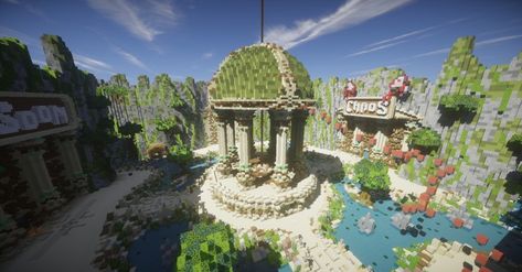 Minecraft Kale, Minecraft Temple, Minecraft Garden, Minecraft Village, Lobby Ideas, Minecraft Structures, Minecraft Cottage, Minecraft Castle, Minecraft Medieval