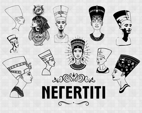 Egyptian Queen Tattoos, Cleopatra Tattoo, Egypt Tattoo Design, Nefertiti Tattoo, Egyptian Tattoo Sleeve, Egypt Tattoo, Queen Tattoo, Graphisches Design, Queen Svg