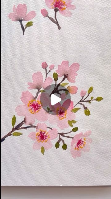 Cherry Blossom Drawing, Love Canvas Painting, Watercolor Painting For Beginners, Loose Watercolor Flowers, Cherry Blossom Watercolor, Japanese Cherry Tree, Cherry Blossoms Illustration, Cherry Blossom Painting, Learn Watercolor Painting