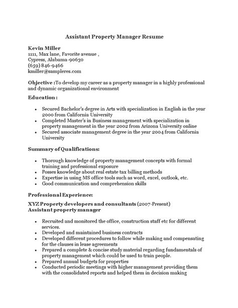 Assistant Property Manager Resume - How to prepare an Assistant Property Manager Resume? Download this Assistant Property Manager Resume template now! Assistant Property Manager, Simple Resume Examples, Manager Resume Examples, Project Manager Resume, Job Resume Examples, Resume Summary, Good Resume Examples, Property Manager, Accounts Payable