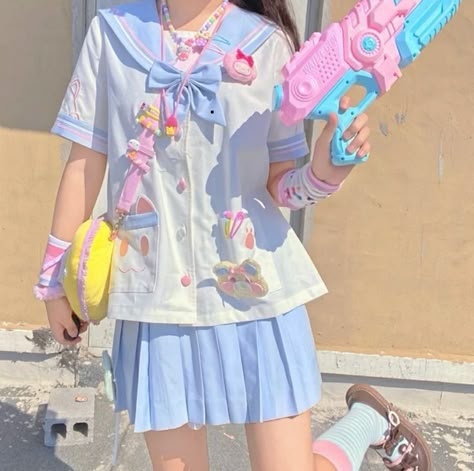 Summer Kawaii Outfits, Ropa Kawaii Aesthetic, Kawaii Clothes Pastel, Kawaii Summer Outfits, Kawaii Fits, Kawaii Outfits Aesthetic, Kawaii Outfit Ideas, Kawaii Outfit, Kawaii Outfits