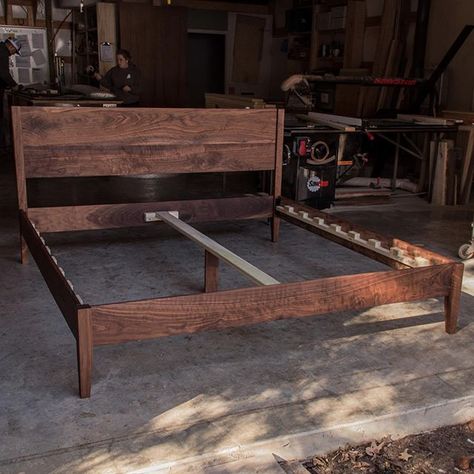 Mountain Mule Hardwoods (@mountainmulehardwoods) • Instagram photos and videos Handcrafted Beds, Hardwood Bed, Bed Hardware, Cama King, Wood Sample, Simple Bed, Mattress Support, Bed Frames, Platform Bed Frame