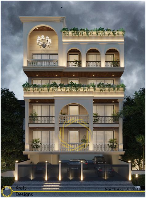 European Elevation Designs, 5 Story Building Design, Hotel Front Elevation Design, Residence Elevation Modern, Apartment Elevation Design Modern, 4 Storey Building Elevation, 3 Floors Building Elevation, Classic Residential Building, Residence Elevation