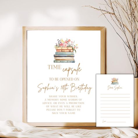 Time capsule first birthday Storybook floral Time Capsule First Birthday girl, Capsule Cards Birthday Party Decor Printable Time Capsule First Birthday, First Birthday Girl, Girl Time, Word Of Advice, Birthday Party Decor, Cards Birthday, Office Max, Girl First Birthday, Office Depot