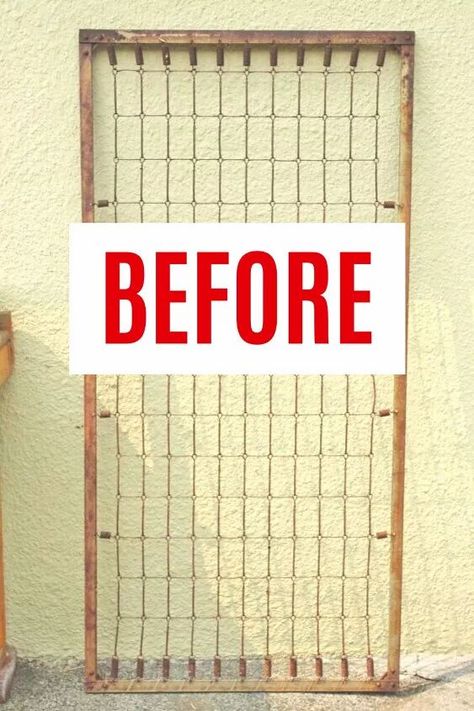 Repurpose and old bed spring for this quick diy trellis you can make for cheap. Forget about complicated trellis plans for climbing plants with this ready made upcycled bed spring idea. Upcycle Crib Spring, Bed Springs Repurposed Creative Ideas, Bed Spring Trellis, Old Bed Frame Ideas Garden, Box Spring Repurpose, Bed Spring Ideas, Creative Outdoor Spaces, Build A Trellis, Upcycle Boxes