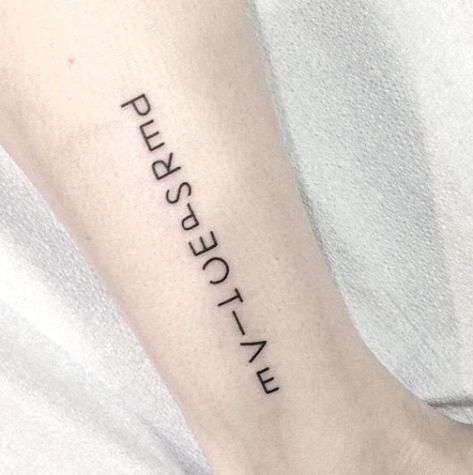 Tattoo Ideas Female Calf, Female Calf Tattoo, Perspective Tattoo, Tiny Tattoo Designs, Perspective Tattoos, Small Words Tattoo, Wörter Tattoos, Inspiring Quote Tattoos, Tattoo Meaningful