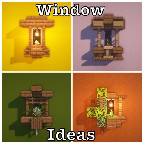 Mc Window Ideas, Minecraft Window Ideas, Windows Minecraft, Minecraft Windows Design, Minecraft Window, Construction Minecraft, Case Minecraft, Capas Minecraft, Minecraft Houses Survival