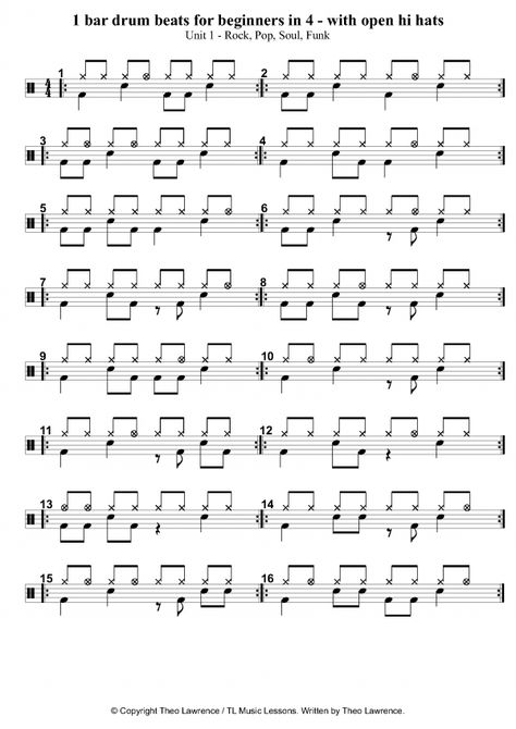 Drum Notation, Drum Grooves, Drum Fills, Sheet Music For Beginners, Drum Rudiments, Drum Practice, Music For Beginners, Learn Drums, Drum Notes