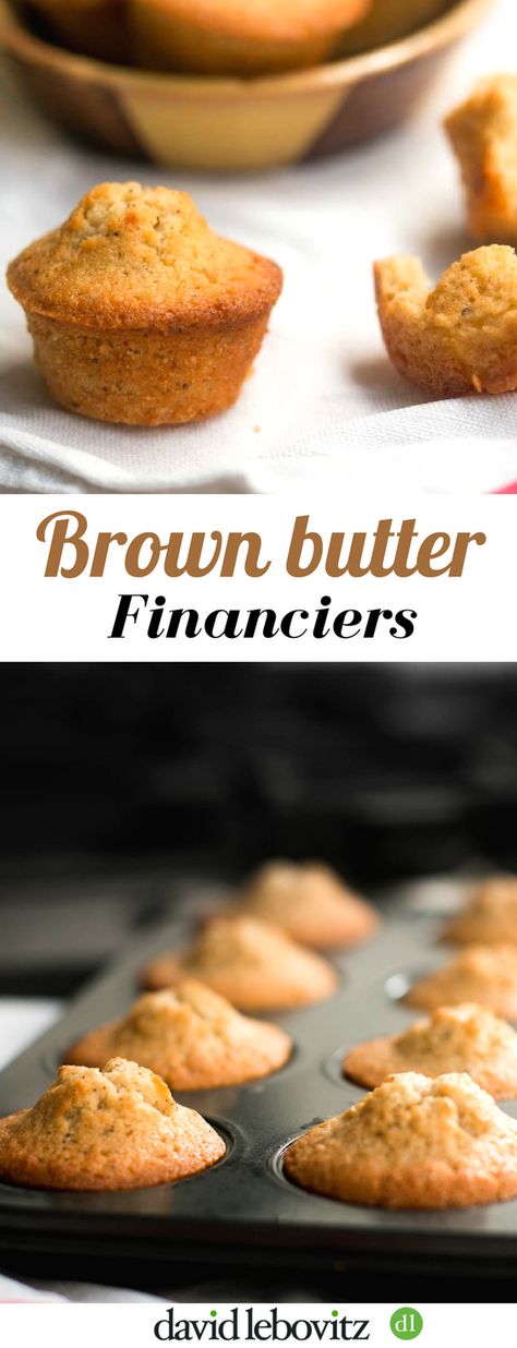 Financiers: Tender French cakes enriched with the nutty taste of browned butter  via @davidlebovitz Financiers Recipe, Financier Recipe, French Cakes, Egg White Recipes, David Lebovitz, French Cake, French Patisserie, Browned Butter, French Desserts