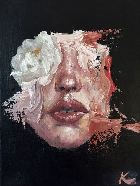 Peony Oil, Distortion Art, Art Alevel, Face Study, Oil Painting Inspiration, Inspiration Painting, Canvas Painting Designs, Gcse Art, Identity Art