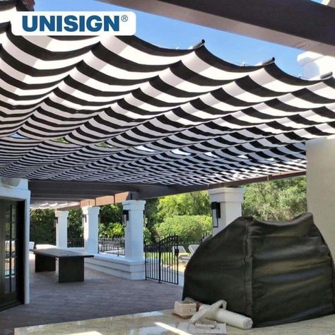 Canvas Awning Material Manufacturer Factory, Supplier, Wholesale - UNISIGN Slide Wire Canopy, Diy Slide, Pergola Decorations, Pergola Plans Design, Canvas Awnings, Diy Awning, Deck Canopy, Canopy Curtains, Backyard Canopy