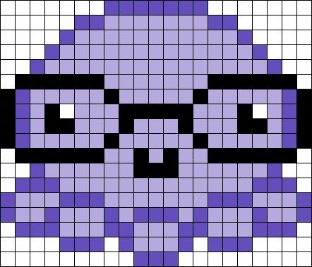 Pixel Art Pattern Jellyfish, Jellyfish Pixel Art Grid, Purple Pixel Art, Octopus Pixel Art, Squid Perler Beads, Octopus Pixel Art Grid, Hama Beads Animals, Nerdy Perler Beads, Perler Designs