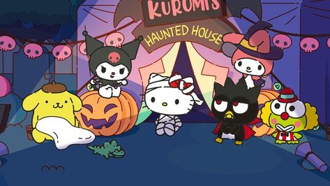 Hello Kitty on Instagram: “Happy Hello-ween! 🎃💜 Celebrate by watching the spooktacular #Halloween episode of Hello Kitty and Friends Supercute Adventures on the…” Cute Halloween Discord Banner Gif, Sanrio Live Wallpaper Gif Pc, Cute Halloween Pc Wallpaper, Sanrio Halloween Banner, Sanrio Chromebook Wallpaper, Sanrio Gif Wallpaper, Sanrio Header, Wallpaper Gif Pc, Halloween Banner Discord