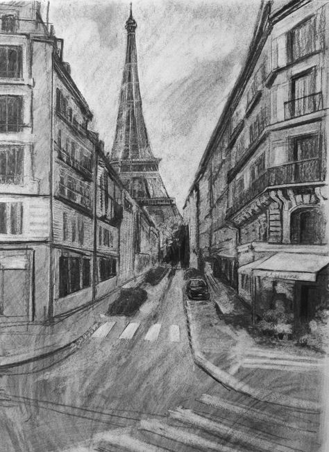 Paris drawing black and white aestetic Paris Aesthetic Drawing, Vintage Paris Aesthetic, Paris Drawing, Drawing Black And White, Drawing Architecture, English Projects, Perspective Drawing Architecture, Charcoal Sketch, Drawing Black