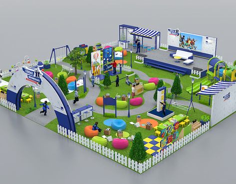 Nestle Docello on Behance Exhibition Design Outdoor, Daycare Decor, Event Layout, Outdoor Restaurant Design, Event Booth, Kindergarten Design, Children Park, Stall Designs, Playground Design