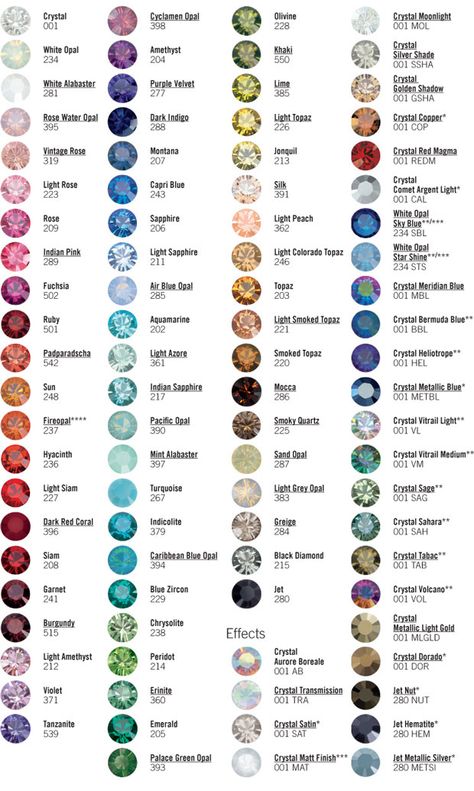 Swarovski Crystals Color Chart Crystals Types, Beading Sewing, Tanzanite Crystal, Rose Gold Tiara, Crystals Swarovski, Crystal Bridal Tiaras, Smokey Topaz, Swarovski Crystal Jewelry, Dark Sapphire