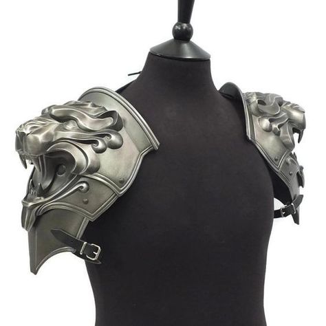 Shoulder Armor Drawing, Fantasy Shoulder Armor, Fantasy Lion, Shoulder Armour, Shoulder Armor Tattoo, Armour Fantasy, Armadura Cosplay, Metal Armor, Armor Tattoo