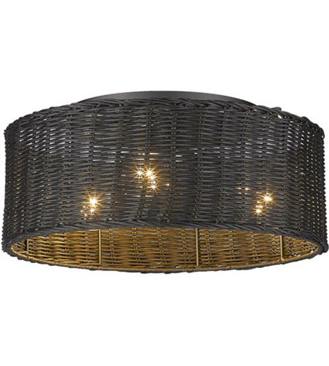 Black Flush Mount Light, Black Wicker, Beach Inspired Decor, Golden Lighting, Flush Mount Lights, White Wicker, Flush Mount Lighting, Sloped Ceiling, Flush Mount Ceiling