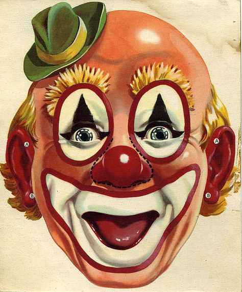 https://flic.kr/p/d56Gw | Clown cereal box mask | 1960's Love Clown, Cirque Vintage, Circus Posters, Clown Paintings, Circus Clowns, Clown Art, Clown Face, Clown Tattoo, Clown Mask