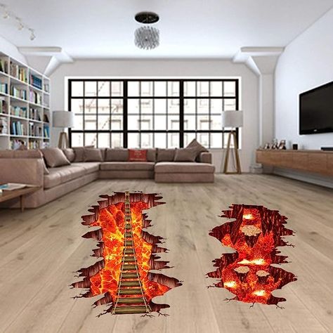 SENGTER 2PACK Removable 3D Wallpaper Floor Flame and Lava Wall Stickers Anime Wall Art Volcano Magma Blaze Wall Decals Floor Decor Waterproof Wall Murals Peel and Stick Wall Decor for Bedroom Lava Wall, Peel And Stick Wall Decor, Lava Floor, Stick Wall Decor, Wallpaper Floor, Stickers Anime, Anime Wall, Wall Decor For Bedroom, Floor Decal